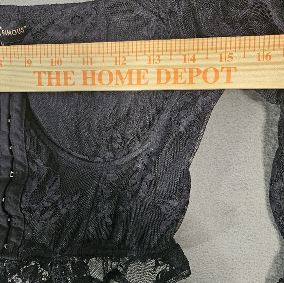 NWT Hot Topic Almost Famous Womens Medium Crop Top Shirt Goth Black Lace Fitted - Picture 8 of 11